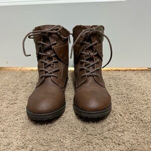 Soda Brown Kids Lace-Up Boots